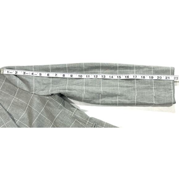 Ann Taylor Women’s Size 4 Linen Blend Gray Windowpane Plaid One Button Blazer - Picture 5 of 8